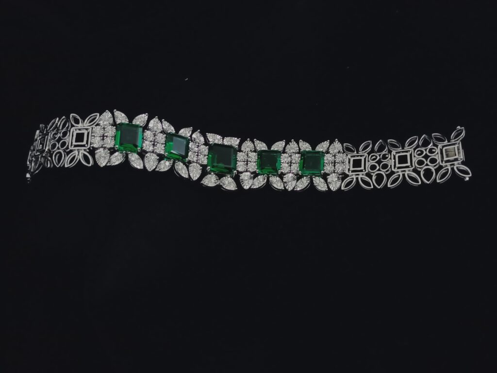 Green Arc Diamond Tennis Bracelet