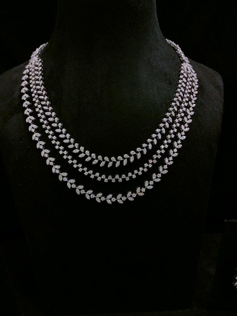 3 Line Floral Necklace With Earrings