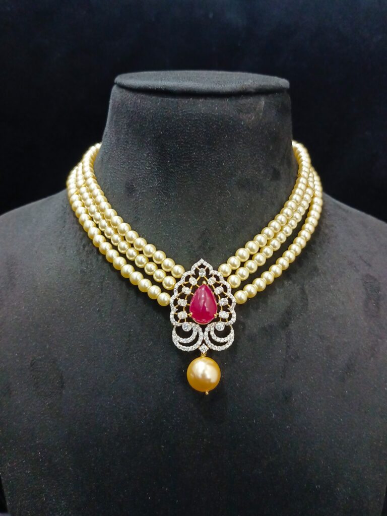 Pearl Ruby Pendant With Earrings