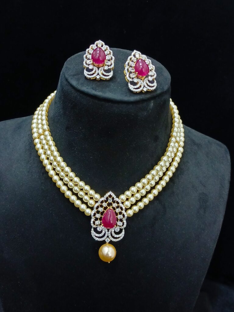 Pearl Ruby Pendant With Earrings