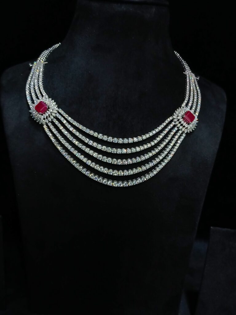 Choker Set With Ruby Charm Necklace