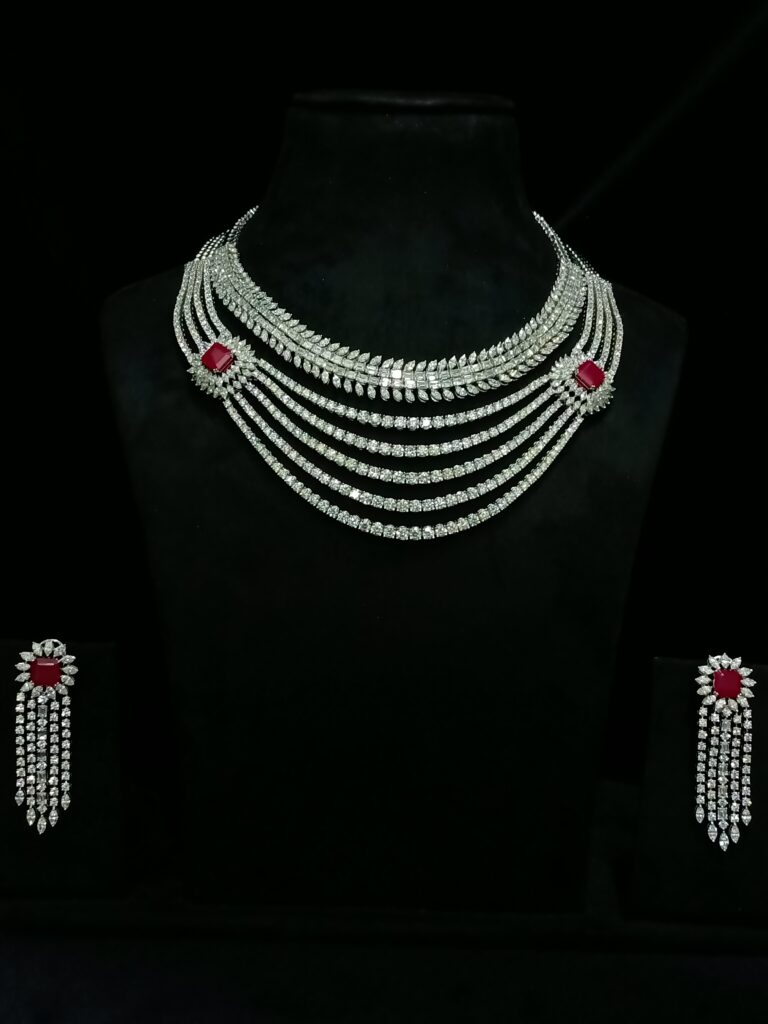 Choker Set With Ruby Charm Necklace