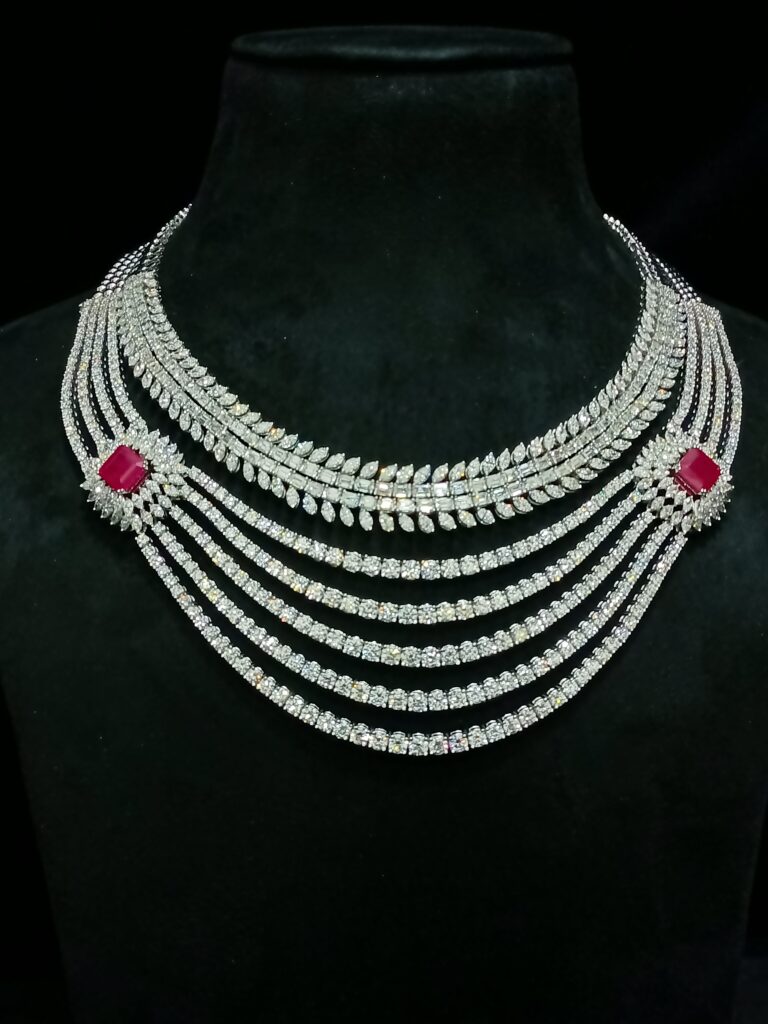 Choker Set With Ruby Charm Necklace