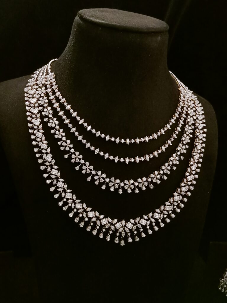 4 Line Grace Necklace Set With Earrings