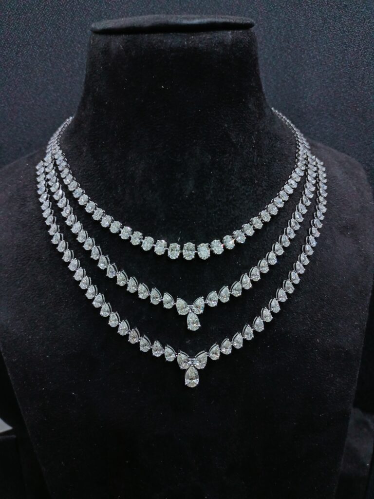 3 Line Diamond Solitaire Radiance Necklace